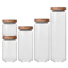 Bamboo Lid Glass Airtight Canister Storage Bottles Jars Grains