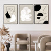 Modern Abstract Line Art Beige Black Minimalist Canvas