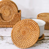 Handmade Round Natural Rattan Pad Coasters Table