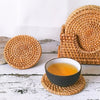 Handmade Round Natural Rattan Pad Coasters Table